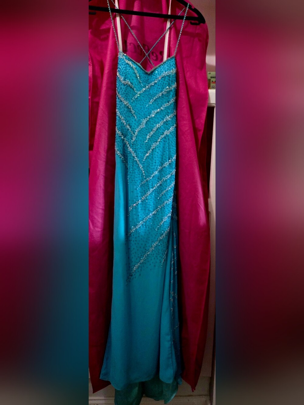 Teal Beaded Formal Gown